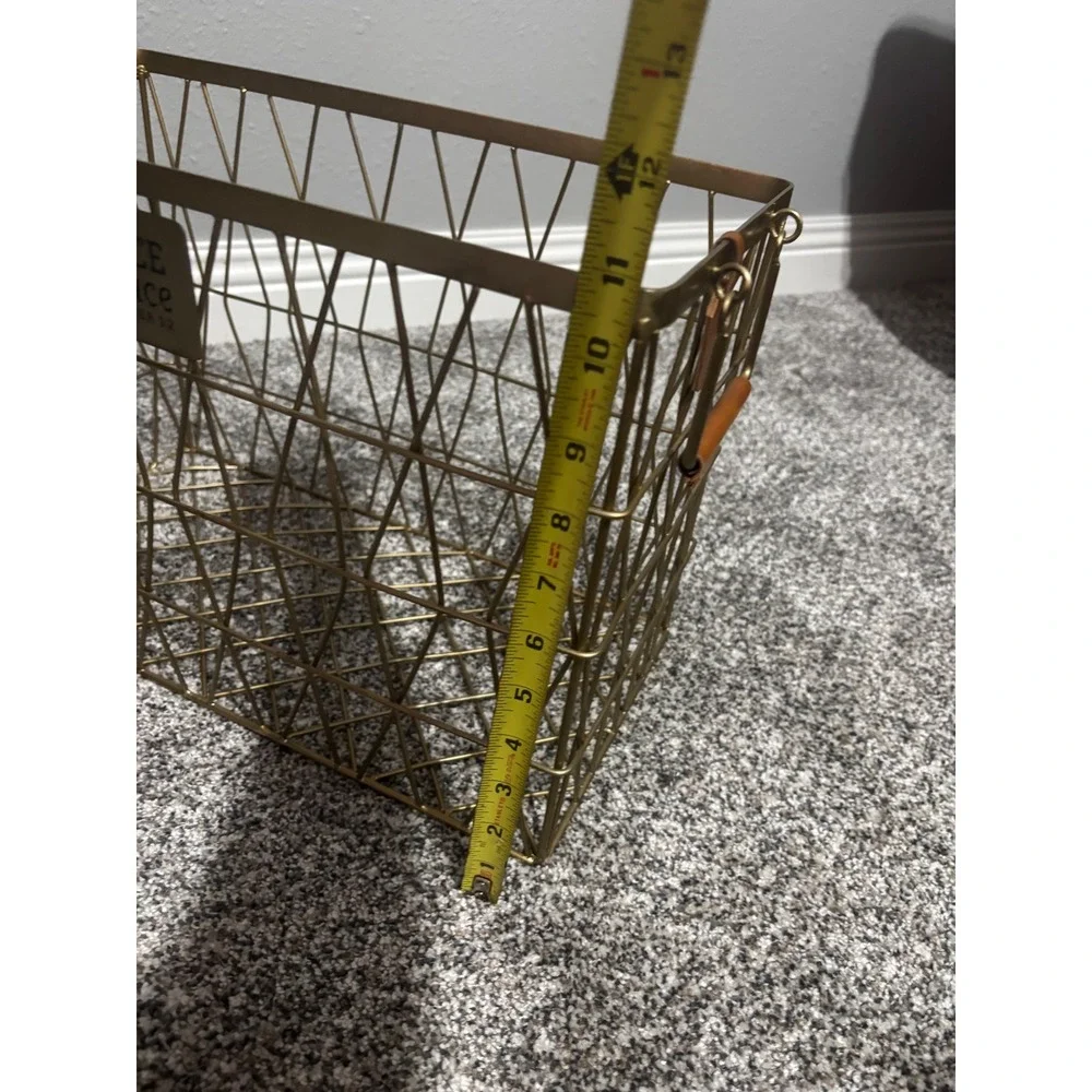 Grace & Peace Gold Wire Storage Basket II Peter 1:2 Geometric Metal Organizer